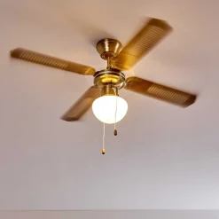 Ventilateurs De Plafond Morea Vieux Laiton, Bois Fonce, 1 Lumiere